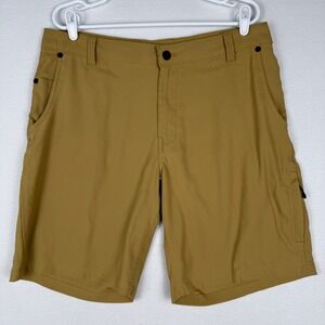 Merrell Mens 34 Hiking Shorts Tan Khaki Nylon Stretch Zipper Cargo 1871205